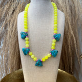 Yellow + Turquoise Triangle Necklace