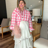 Ivory Tiered Ruffle Chiffon Midi Skirt