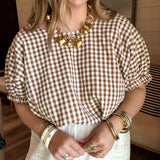 Chocolate Plaid Bubble Top