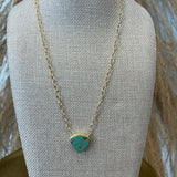Gold + Turquoise Necklace - Triangle