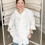 Romance Ruffle White Blouse Top
