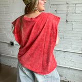 {Daydreamer} Johnny Cash Muscle Tank - Red Acid Wash