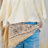 Multi Way Bandana Scarf - Taupe + Black