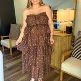 Mocha Muse Polka Dot Maxi Dress