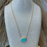 Gold + Turquoise Necklace - Round
