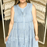 Paris Periwinkle French Eyelet Mini Dress