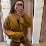 Carmel Latte Suede Bomber Jacket