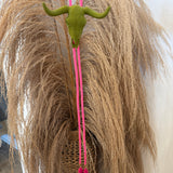 Longhorn Bolo Necklace - Olive Green + Hot Pink + Neon Pink