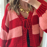 Candy Girl Stripe Front Tie Sweater