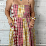 Charleston Plaid Maxi Dress - Pink