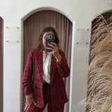 Holiday Plaid Blazer - Red
