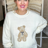 Teddy Bear Knit Sweater - Cream