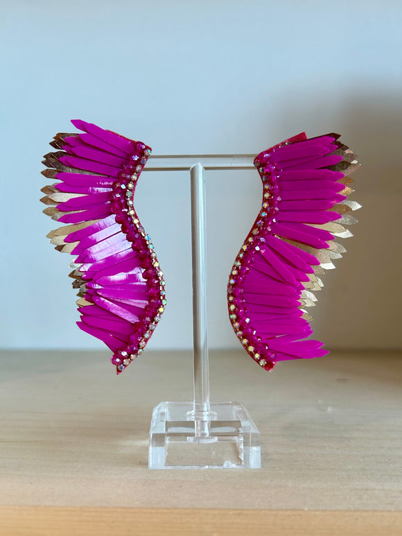 Magenta Feather Earring