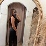 Tuxedo Fringe Black Dress
