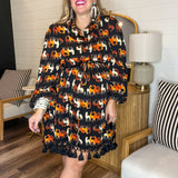 Horse Girl Fringe Mini Dress - Black