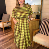 Playing Checkers Citron Maxi Dress