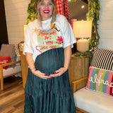 Pleated Hour 3-Tiered Maxi Skirt - Hunter Green