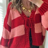 Candy Girl Stripe Front Tie Sweater