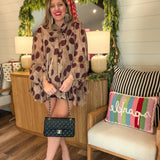 Whimsical Dot Tie-Neck Blouse – Brown