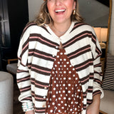 Piper Cardigan - Pink + Brown Stripes