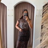 Made To Mesh Sequin Top - Brown