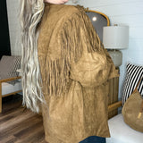 Country Camel Fringe Suede Jacket