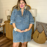 Denim Darling V-Neck Tunic Dress