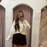 Latte Love Lace Mini Skirt - Espresso