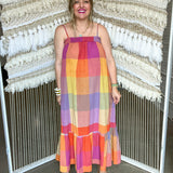 Old Money Plaid Maxi Dress - Multi