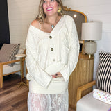 Creamery Button-Up Cable Knit Cardigan