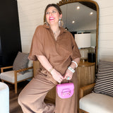 Linen Lady Flow Top - Cognac