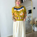 Pasture Print Short Sleeve Knit Top - Verde Green