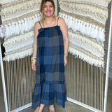 Old Money Plaid Maxi Dress - Navy