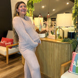 Cozy Chic Ultra Lite Cable Knit Ankle Pant - Teaberry