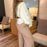 City Chic Checkered Pants - Taupe
