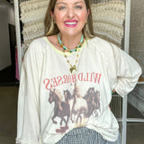 Wild Horses Oversized Graphic Tee  - Khaki