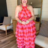 Aria Maxi 2-1 Dress - Red + Pink Gingham