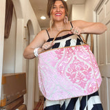 Baby Pink Damask Olivia Slouchy Tote