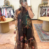 Petal Veil Sheer Maxi Dress - Coffee