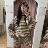 On Repeat Fleece Sweater Top - Brown + Cream