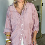 Bayview Button Up Top - Burgundy