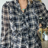 Midnight Galaxy Plaid Mini Dress