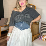 {MUMU} Joni Maxi Skirt - Denim with Cream Voile