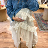 Moonlight Beige Tulle Maxi Skirt