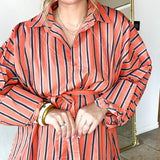 Polo Striped Button Down Mini Dress - Orange