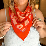 Floral Meadow Scarf Bandana - Red