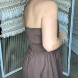 Maison Flower Halter Maxi Dress - Chocolate