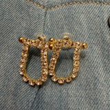 Mini Bit Earrings - Diamond + Gold