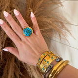 Turquoise + Gold Adjustable Ring
