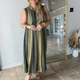 Olive Grove Striped Maxi Dress